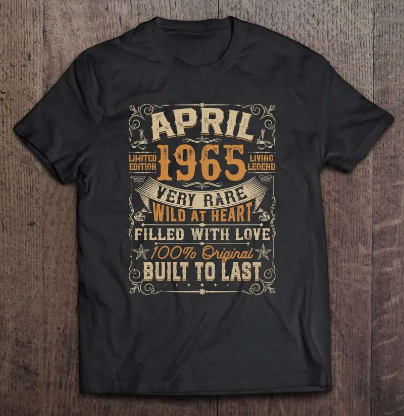 Born In April 1965 57Th Birthday Gift Retro 57 Years Old T Shirt For Men Vintage T Shirt T Shirt Women Oversize T-Shirts Anime