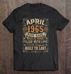 Born In April 1965 57Th Birthday Gift Retro 57 Years Old T Shirt For Men Vintage T Shirt T Shirt Women Oversize T-Shirts Anime