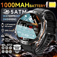 2025 Military Grade 1000mAh Battery Smart Watch 5ATM Waterproof GPS Compass BT Call AMOLED HD Men Sports Smartwatch For Xiaomi