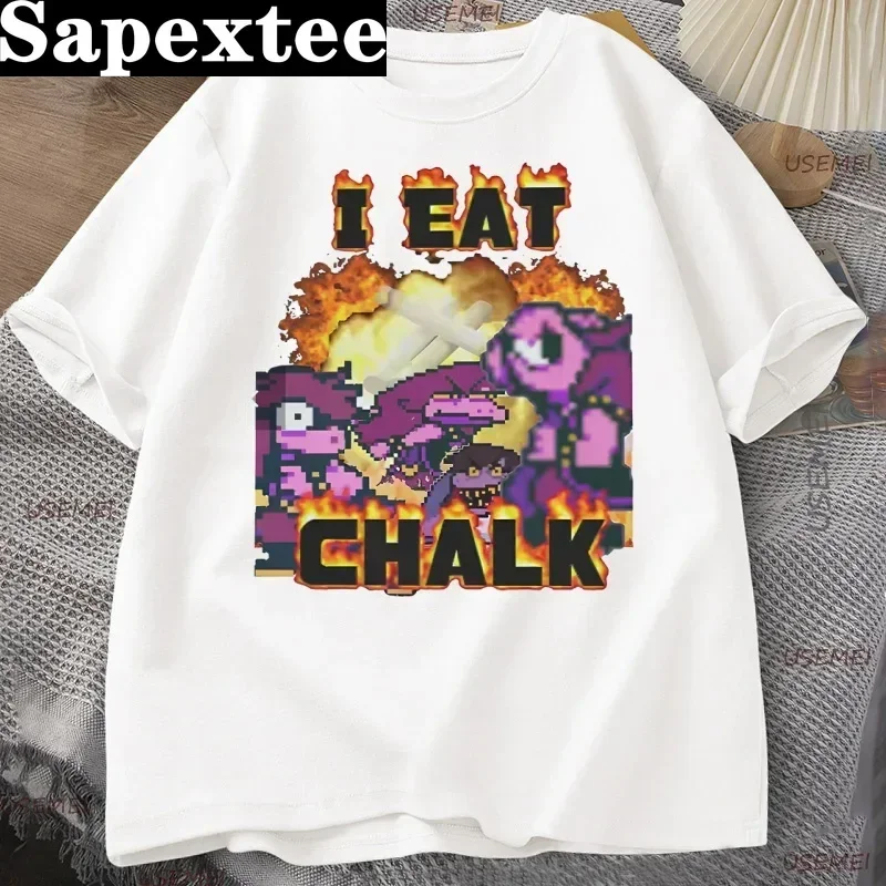 ICH Essen Kreide Deltarune Spiel T-shirt für Männer Frauen Kausalen Lustige Kurzarm Rundhals T-shirt Streetwear Männliche Grafik T Shirts