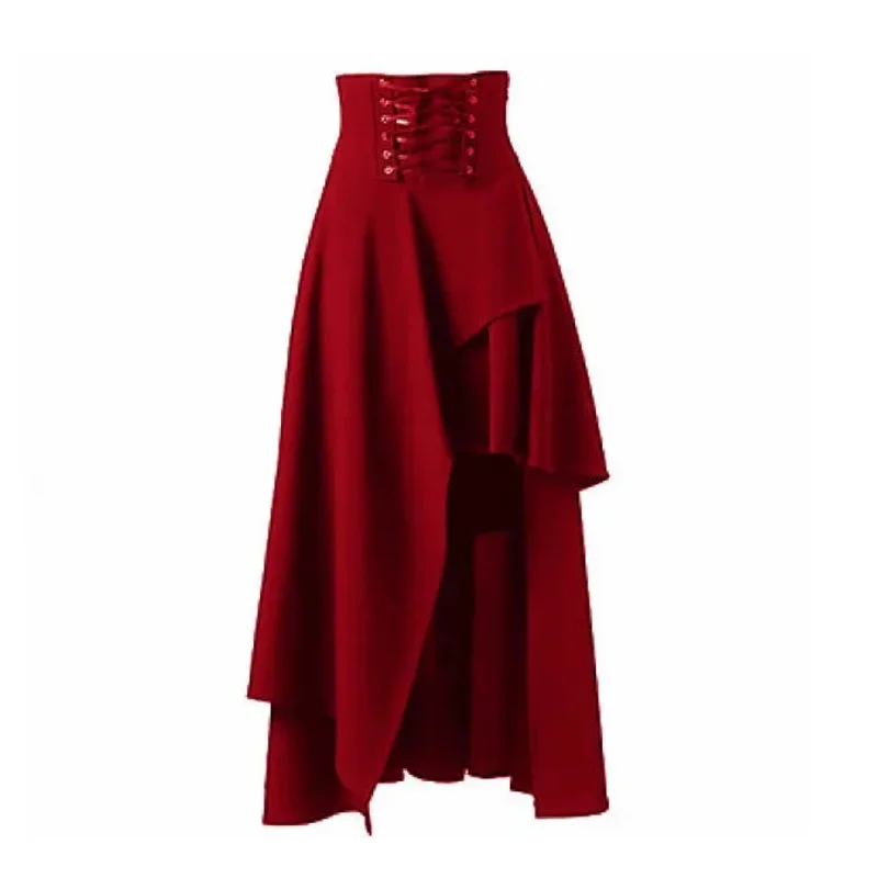 Medieval Renaissance Gothic Steampunk Clothes Pirate Cosplay Costumes Halloween Carnival Vintage Dress Up Hem Maxi Skirt