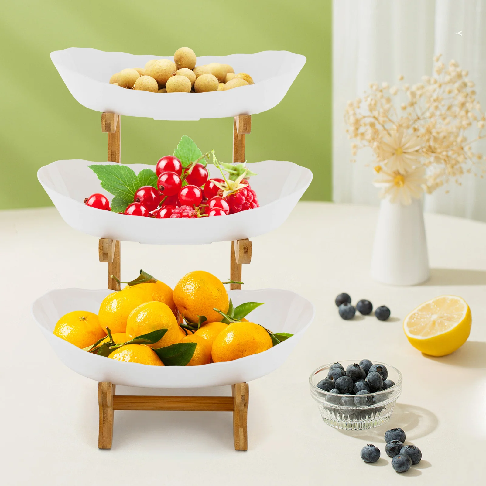 3-tier Food-grade PP Fruit Bowl Table-top Food Display  Dessert Storage Bowl Snack Buffets Portable for Picnic Party Wedding