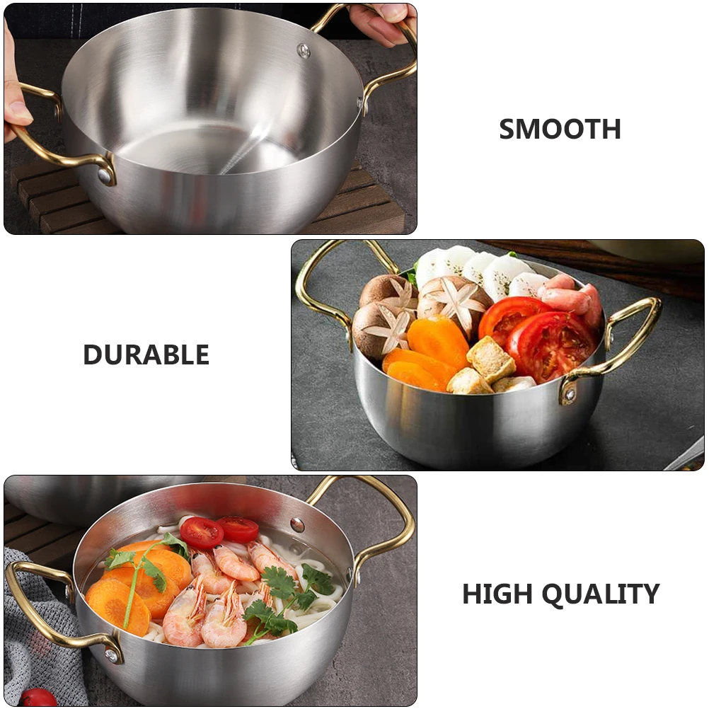 

1pc Stainless Steel Multi-Functional Noodle Corrosion Resistant Soup Pan For Induction Cooker Gas Stove Double Handles
