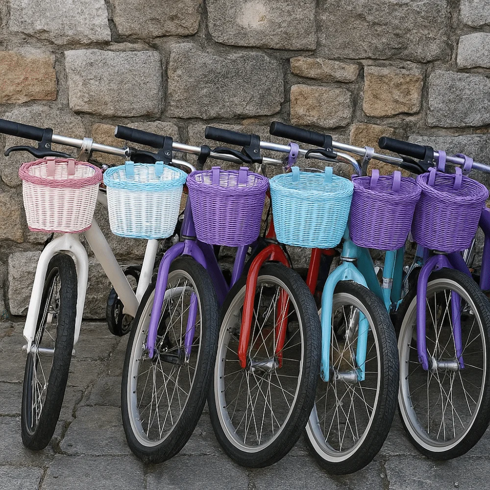 

Water Resistant Bicycle Basket Adjustable Leather Straps Waterproof Bicycle Storage Basket Daily Commuting Handwoven