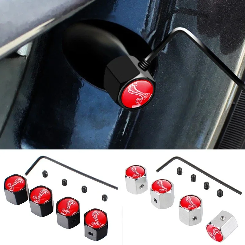 4Pcs Alloy Car Wheel Tire Valve Stems Caps Cover for Ford Shelby Mustang GT500 GT350 Mondeo Fusion Fiesta Escape Ecosport F150