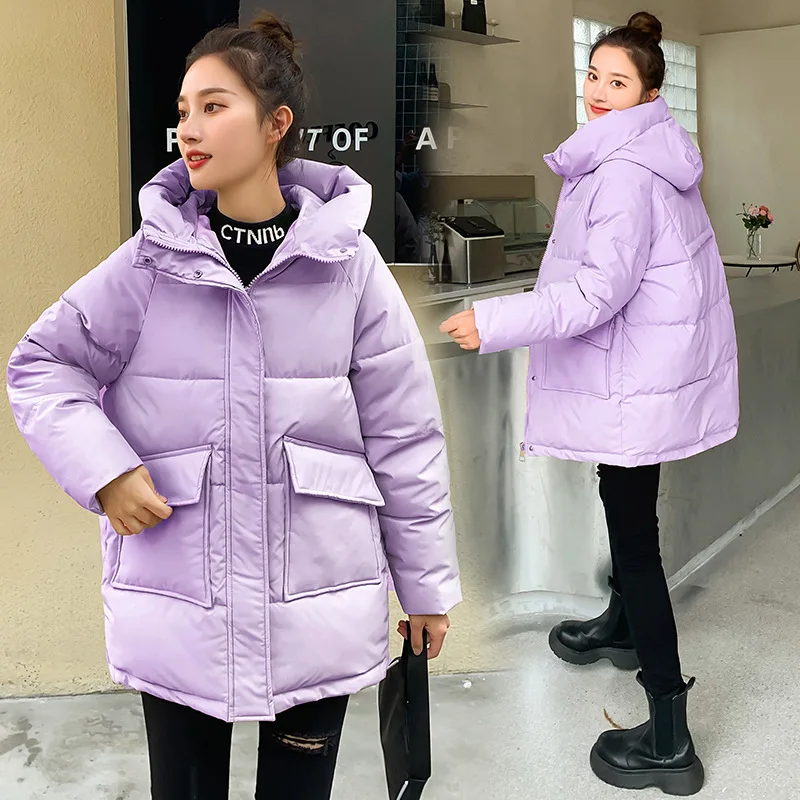 Women\'s Padded Jacket Mid-Length Winter The New Korean Version Is Cinched In At The Waist Thickened Padded Jacket Bread Jacket