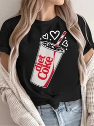 Camiseta con estampado de burbujas de corazón de Coca Cola para mujer, playera con estampado de Papá y mamá, ropa gráfica para mujer