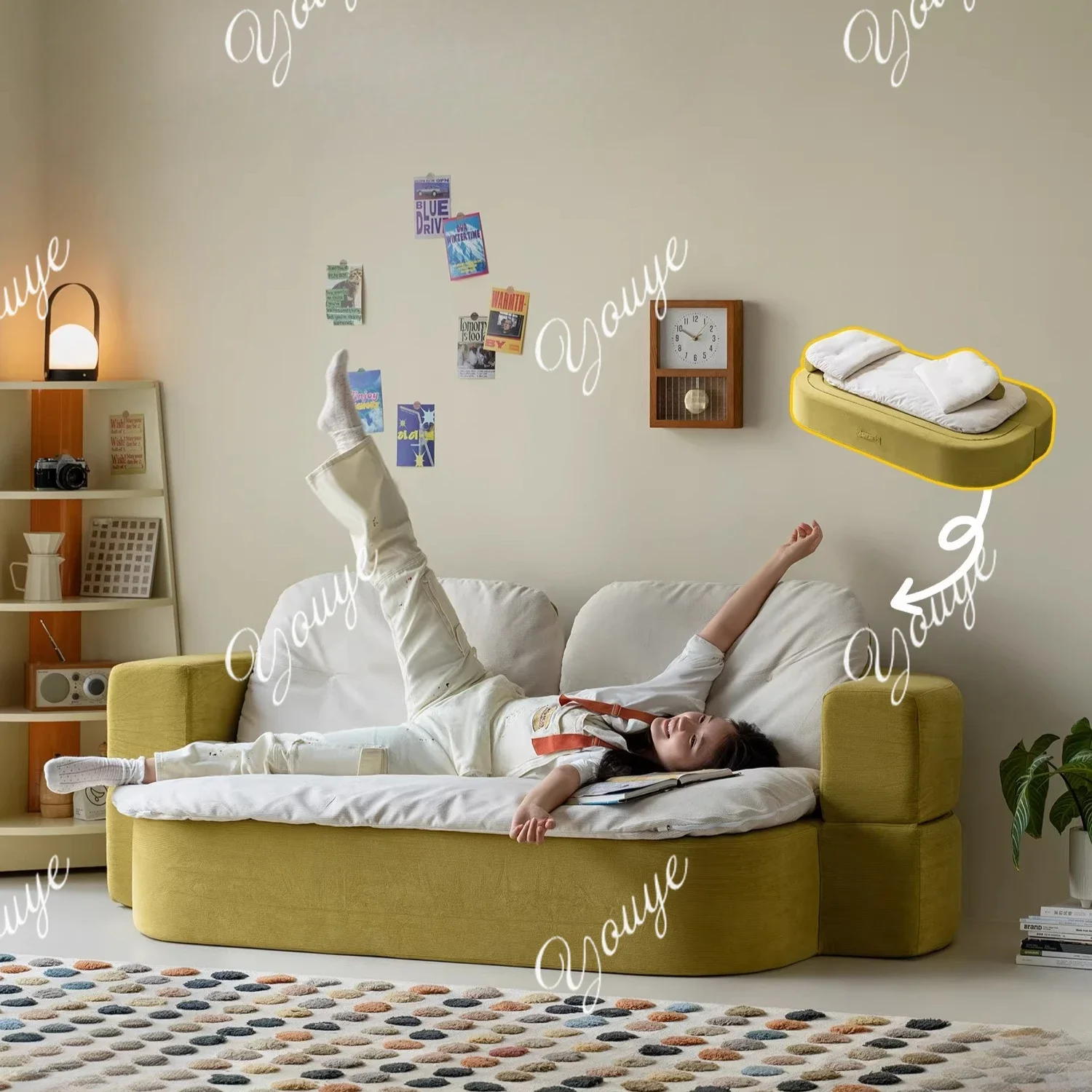 

Диван Q Mousse, кремовый диван-ветер, складной диван двойного назначения для гостиной, маленькой квартиры, многофункциональная односпальная кровать