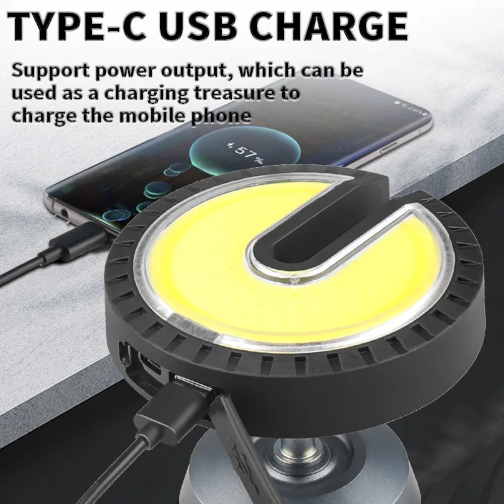 XHP50 COB Multifunctional Flashlight Strong Magnetic Torch with Digital Power Display Power Bank Output for Garage Inspection