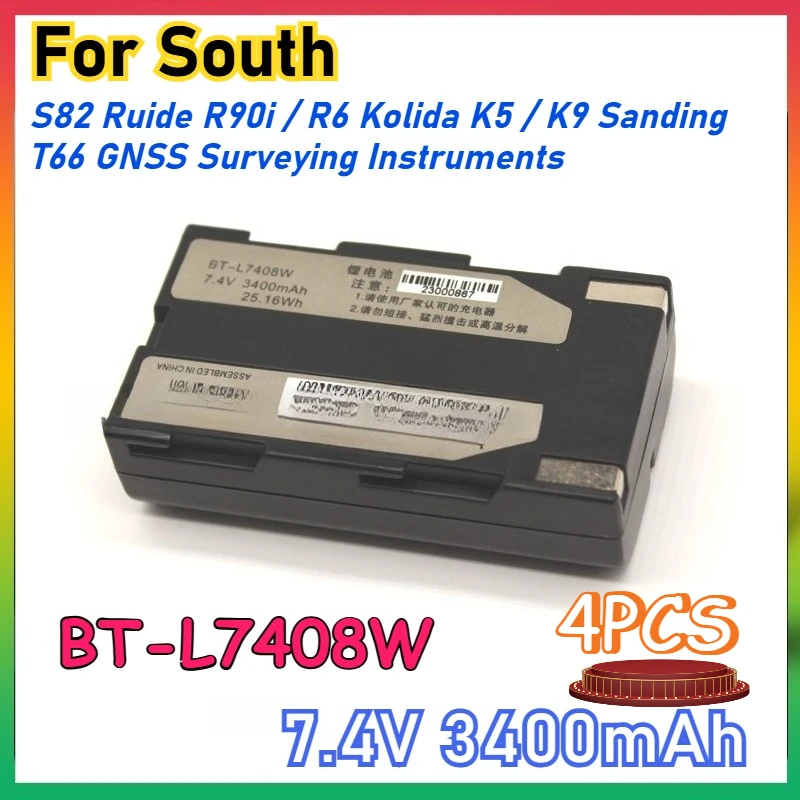 

4PCS 7.4V 3400mAh GPS RTK BT-L7408W Battery for South S82 Ruide R90i / R6 Kolida K5 / K9 Sanding T66 GNSS Surveying Instruments