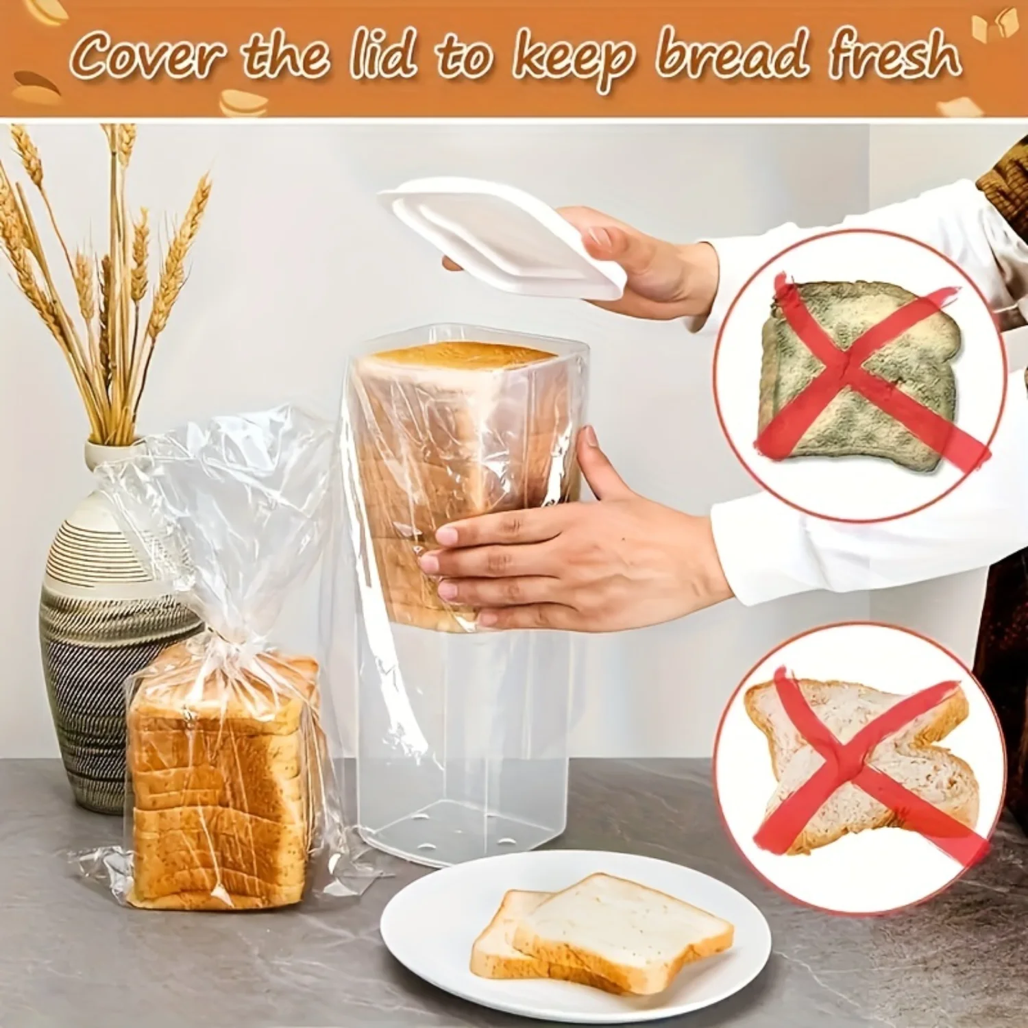 Leak-Proof & Dust-Proof Bread  Box With Lid - Reusable, Portable Toast And Cereal Container For Kitchen Organization