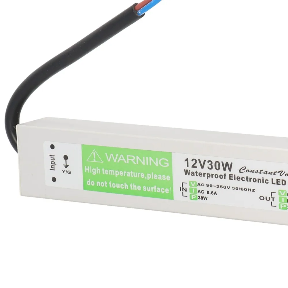 30W Waterproof Power Supply AC90-250V Input IP67 LED Driver Transformer Insulation Thin LED Power Supply Driver