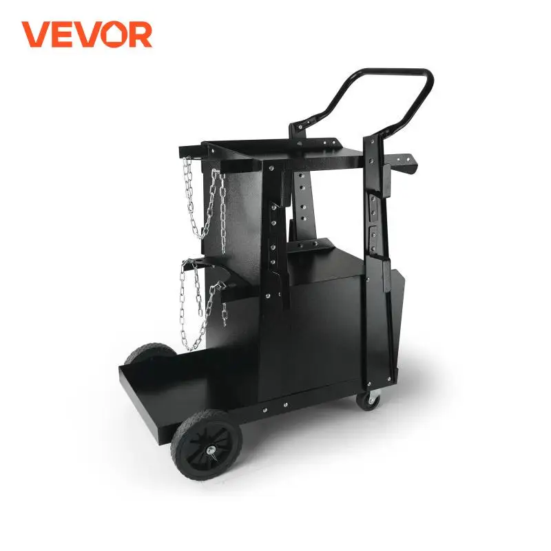 VEVOR Welding Cart 2-Tier Heavy Duty Welder Cart with 360° Swivel Wheels Tank Storage Cabinet for TIG ARC Plasma Cutter Machine