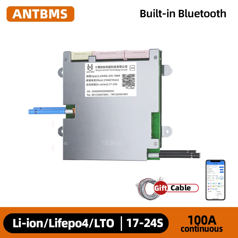 

ANT SMART BMS 17-24S 100A Peak 250A Li-ion Lifepo4 LTO Battery 60V 72V Built-in Bluetooth same port Smart Balance Board 18S 22S