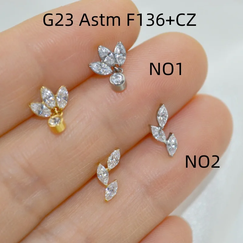

10 шт., 16 г, титановый Astm F136, CZ, внутренняя нить, губная серьга, штанга для ушей, спираль для козелка, ладья, штанги, шпилька, ювелирные изделия для пирсинга