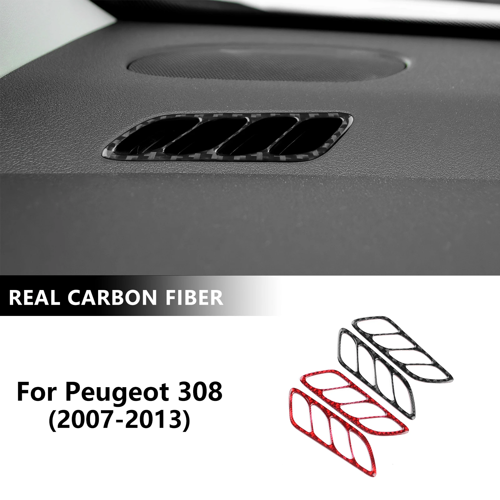 Dashboard Air Outlet Sticker For Peugeot 308 I T7 2007 2008 2009 2010 2011 2012 2013 Real Soft Carbon Fiber Interior Accessories