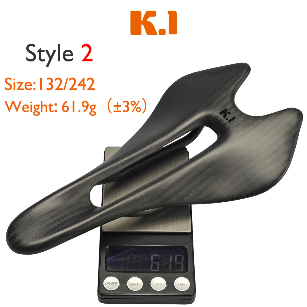 K.1 Carbon Bicycle Saddle, MTB, Mountain Bike, Front Seat Cushion, 242x122mm, 132mm, Gravel Road Cycling Parts