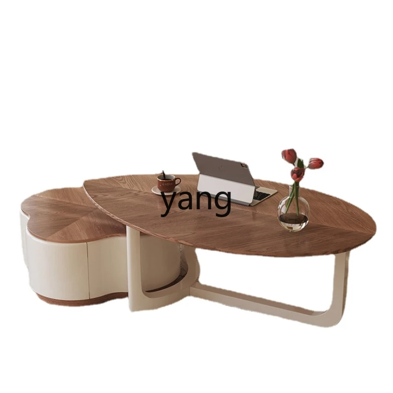 

CX Household Small Apartment Cream Log Style Modern Simple Special-Shaped Light Luxury High-Grade Combination Tea Table