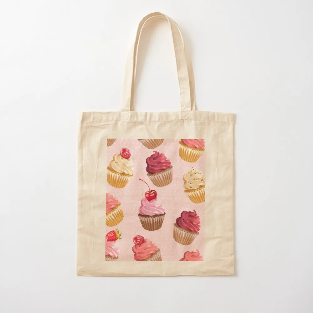 Delicious Pink Retro Cupcakes Tote Bag Women's shopper bag bags woman 2025 tote bag men tote men's