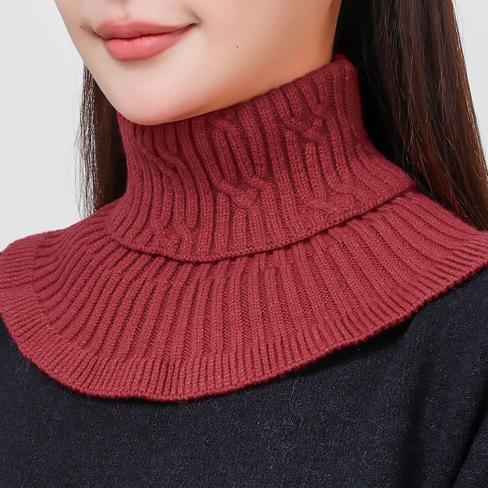 

Knitted Fake Collar Scarf Women Winter Warm Turtleneck Detachable Collar Windproof Scarf Ruffles Thicken Collars Neck Protection