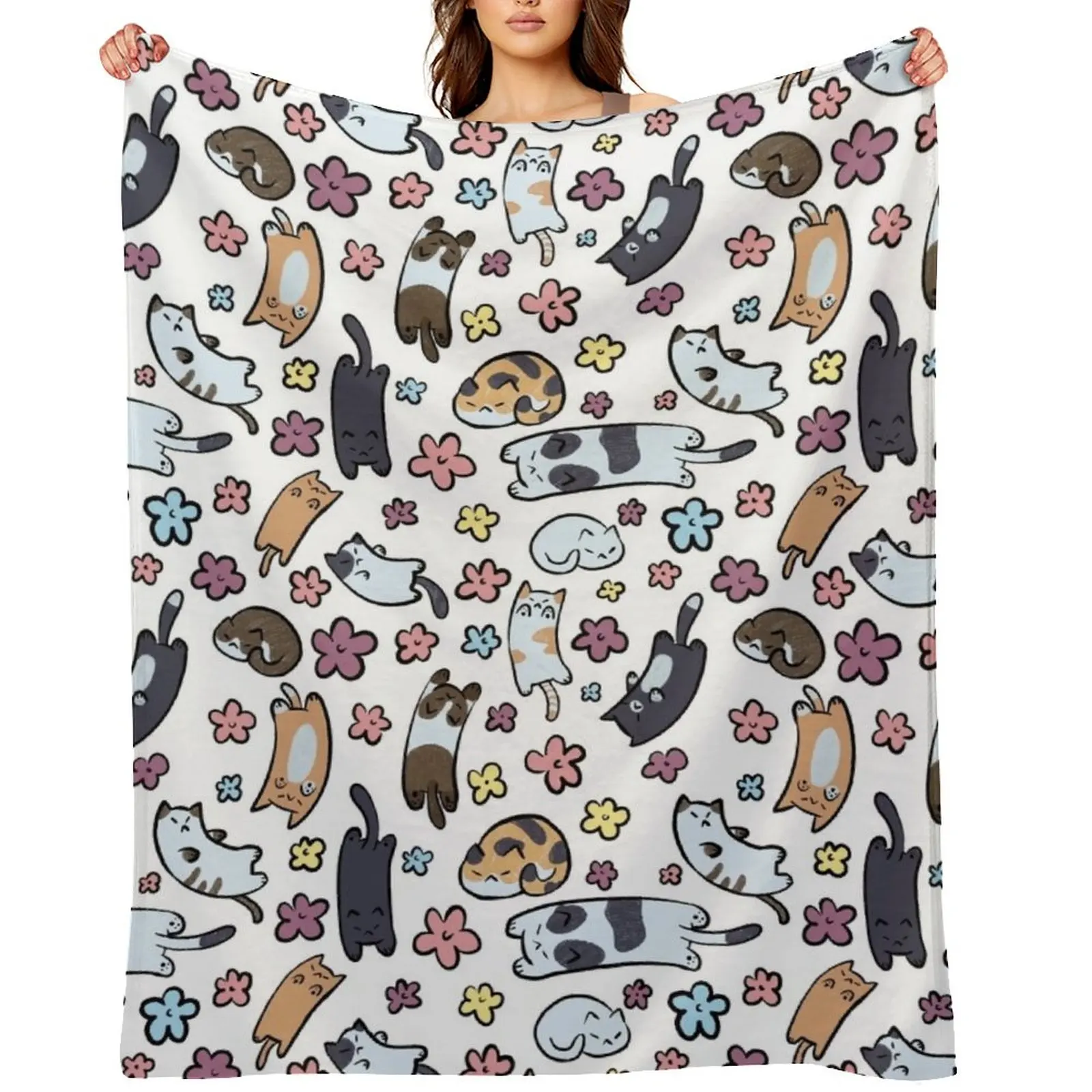 

Cat Pattern Throw Blanket wednesday Warm Hairys Summer Beddings Blankets