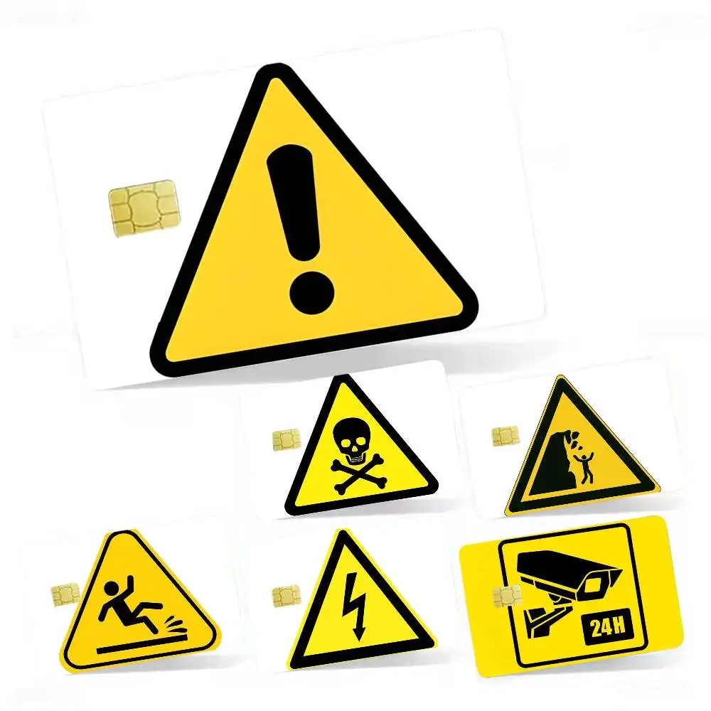 

Warning Icon Danger Banning 4pcs 1Set Film Skin for Debit Credit Bank Visa Card Decal Cover