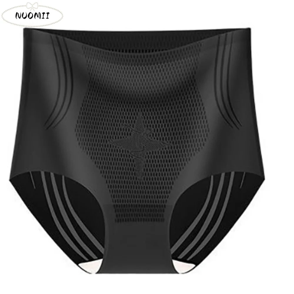 

Mid Waist Women Ice Silk Briefs Cotton Crotch Underwear Seamless Shapewear Tummy Control Lingerie Hip Lift Shaper Female