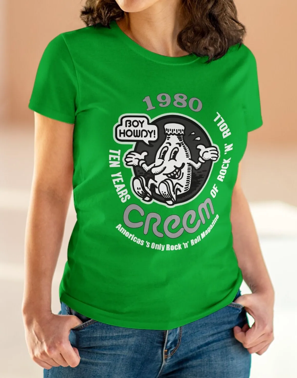 Vintage Style Creem Magazin Women'S Midweight Cotton T Shirt