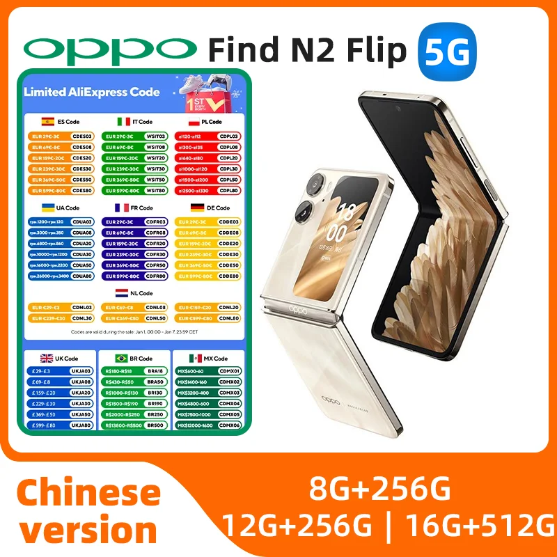 OPPO Find N2 Flip Smartphone Dimensity 9000+ 6.8Inch 120HZ 4300mAh Battery NFC Google Play Store Cell Phone OTG used phone