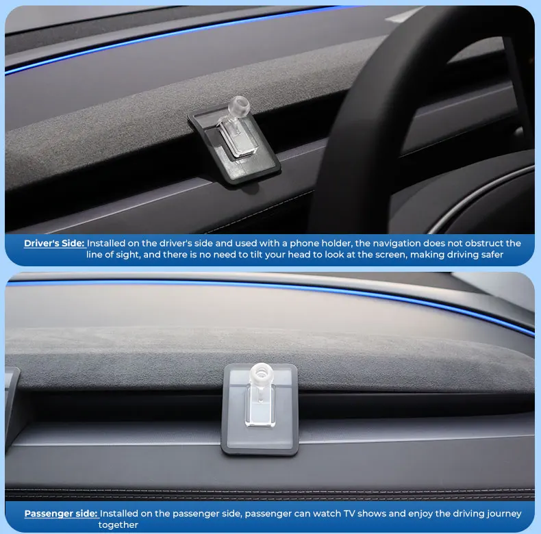 Futhope 17mm Halterungsbasis für Tesla Model 3 Highland Model Y Juniper, Weiche Klebende Flexible Bewegliche Halterung mit 360-Grad-Rotation – Detail 3
