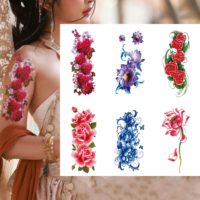

Цветы Временные Татуировки Водонепроницаемые Боди-Арт Консилер Наклейки Временные Татуировки Наклейки
