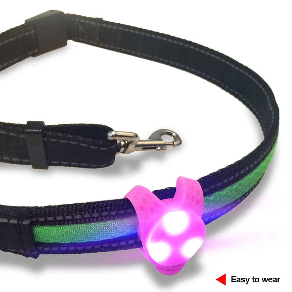 Pet Collar Glowing Pendant Night Walking Warning Light Pendant Dog Puppy Led Silicone Safety Flashing Necklace Light