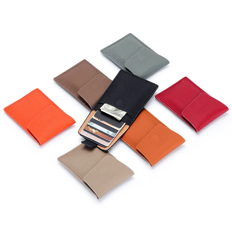 Genuine Leather Card Holder Luxury Design Women Mini Slim Pull Out Design Card Bag 2026 New Top Layer Cowhide Portable Card Case
