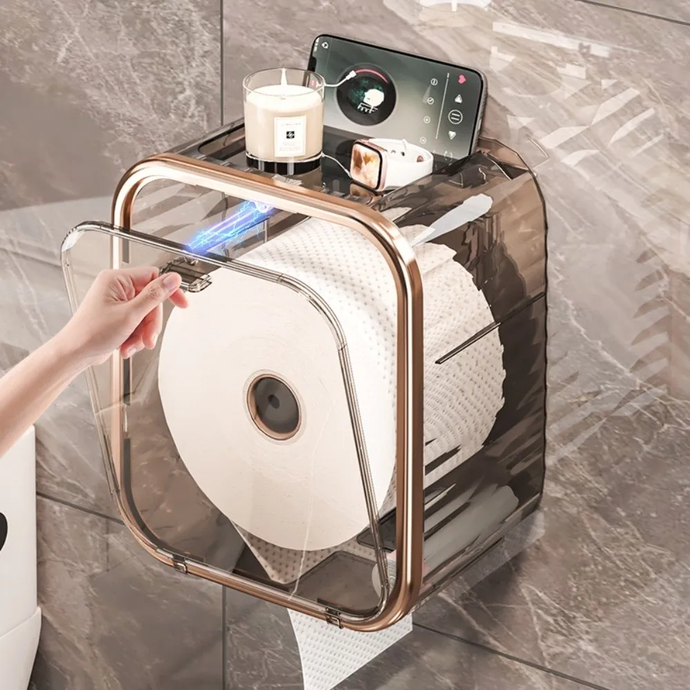 

Magnetic 3 in1 Toilet Tissue Box Waterproof Punch Free Double Layer Tissue Box with Drawer Wall Mounted Toilet Paper Storage Box