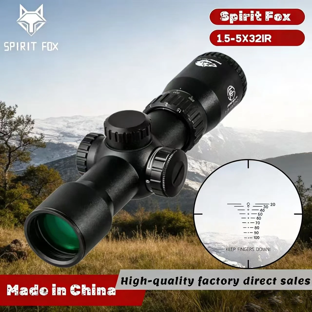 

FireWolf 1.5-5x32 High-Resistance HD Short Rear-Mounted Outdoor Glass-Differentiated Optical Telescope