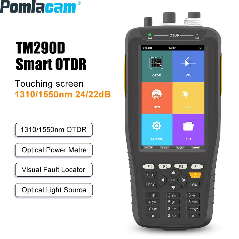 TM290D OTDR Multi-function Tester 1310/1550nm Optical Time Domain Reflectometer Fiber Optic Tester Touching Screen 60km Sor