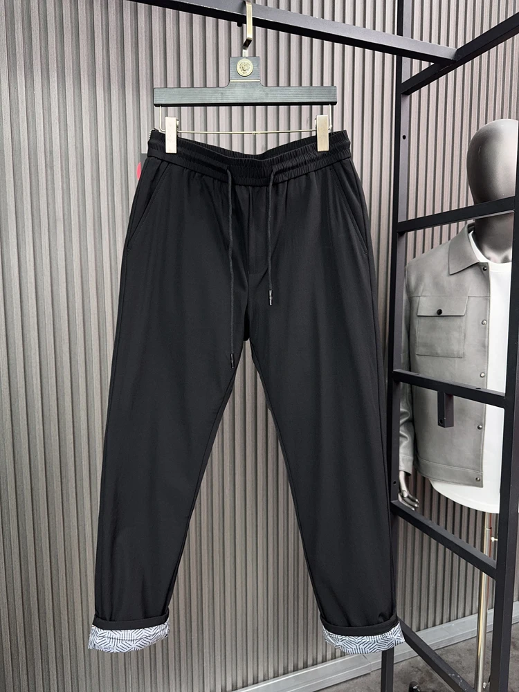 

Мужские зимние термобрюки на гусином пуху, прямые повседневные длинные брюки, модные городские брюки с белыми гусиными перьями