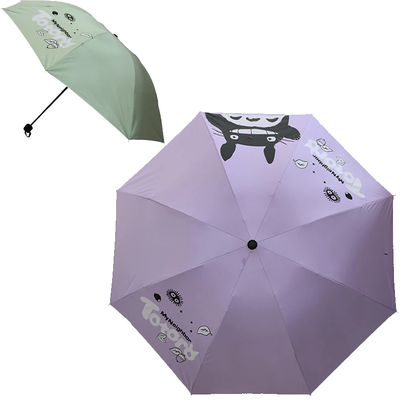 Paraguas de sol Totoro de dibujos animados por tiempo limitado Lluvia soleada Paraguas de 3 pliegues lluvia mujeres Sombrillas paraguas a prueba de viento rosa