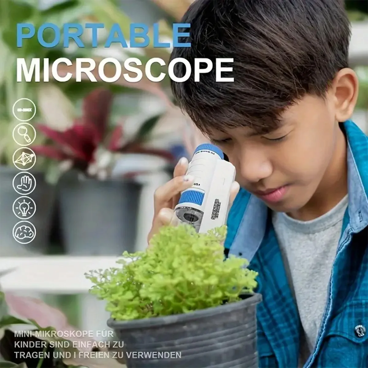 Pocket Microscope Kids Science Toy Kit 60-120x Educational STEM Mini Handheld Microscope With LED Lights Outdoor Children's Toys