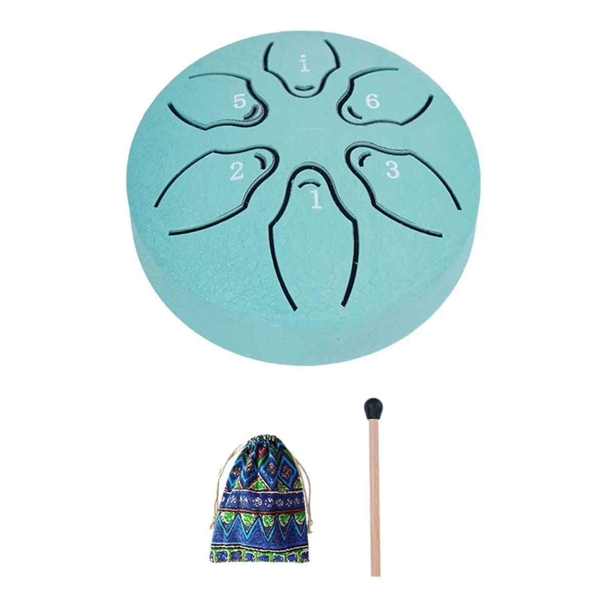 Rain Drum for Outside Steel Tongue Drum, 6 Notes 3 Inches Chakra Tank Drum Steel Percussion Padded Mallets Lake Blue