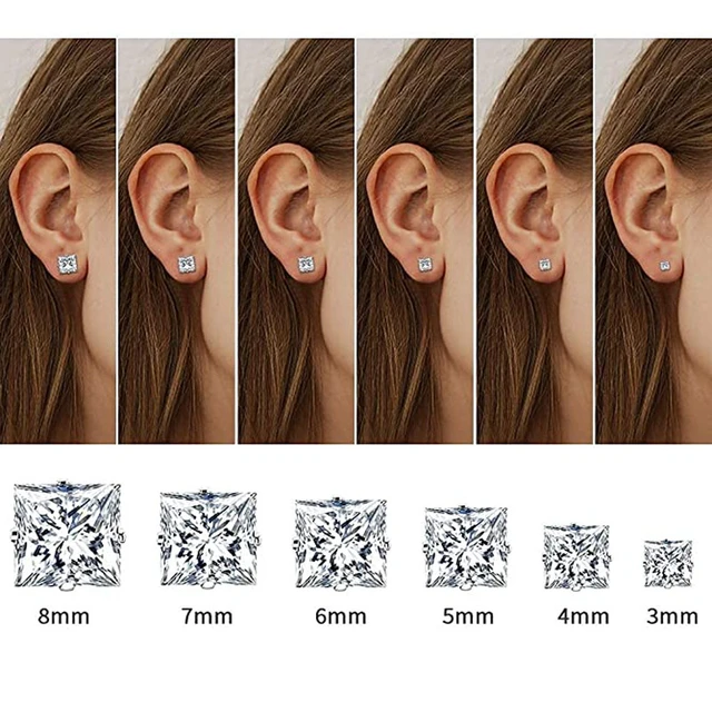 1 Pair 6 Pairs Stainless Steel Earring Set Men And Women Hypoallergenic Square Zircon Earrings 316L CZ Earrings Fashion AliExpress