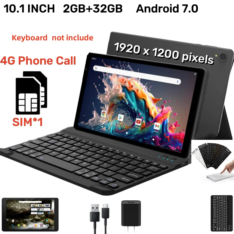 10.1 POLEGADAS P10 Android 7.0 RAM 2GB ROM 32GB 4G Chamada telefônica Tablet PC MT8163 Quad Core Câmera dupla Cartão SIM