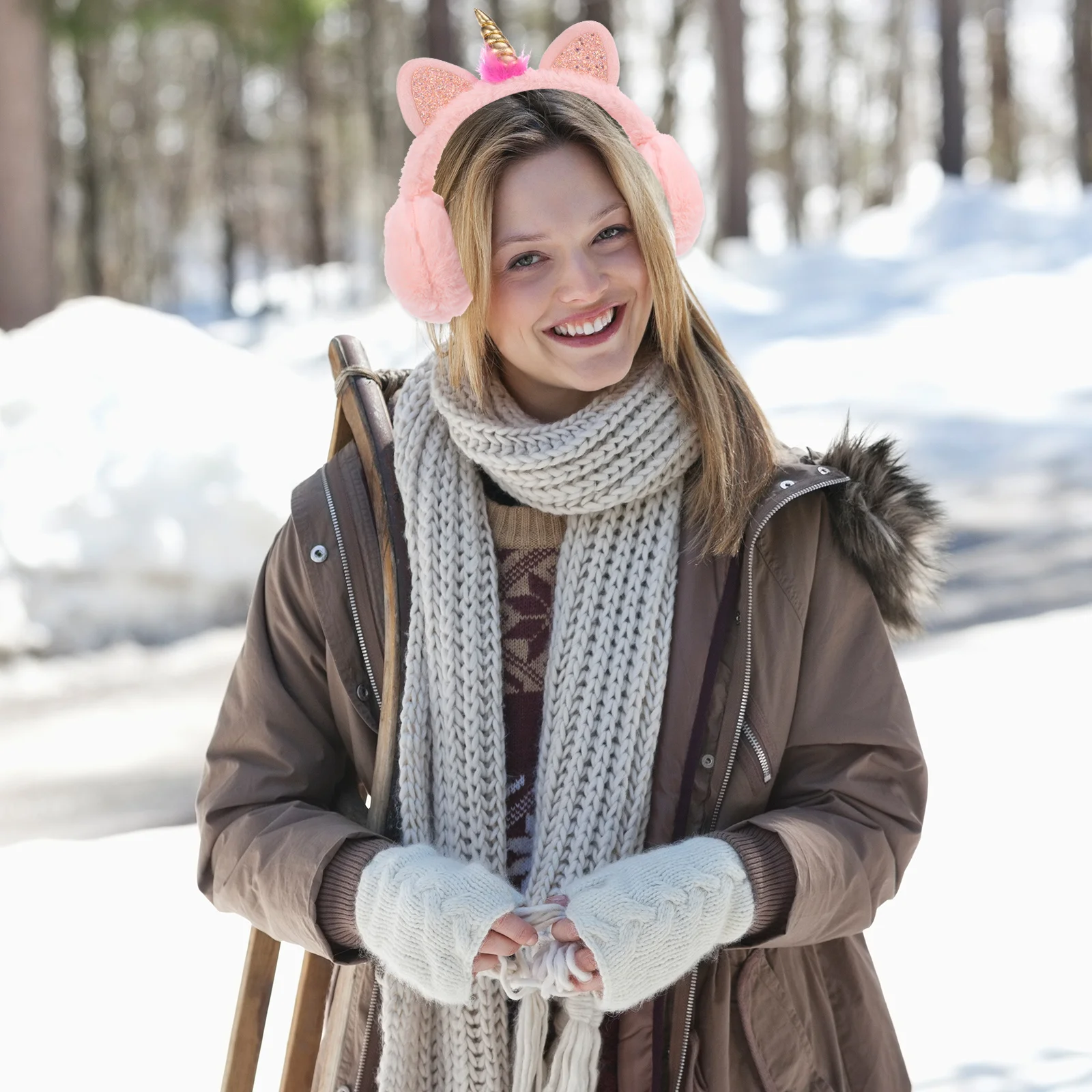 2 قطعة من عصابة الرأس لحماية الأذن في الطقس البارد، عصابة رأس كرتونية من فروي #1