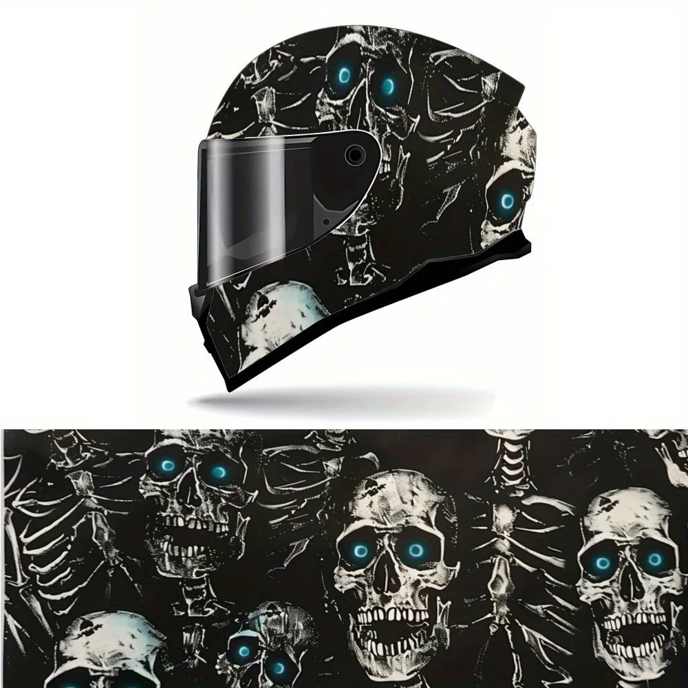 

Retro Style 3D Skull Cover Motorcycle Helmet Stickers, Racing Patterns, Vinyl Decorative Film, Durable PVC, Motorcycle Racing He