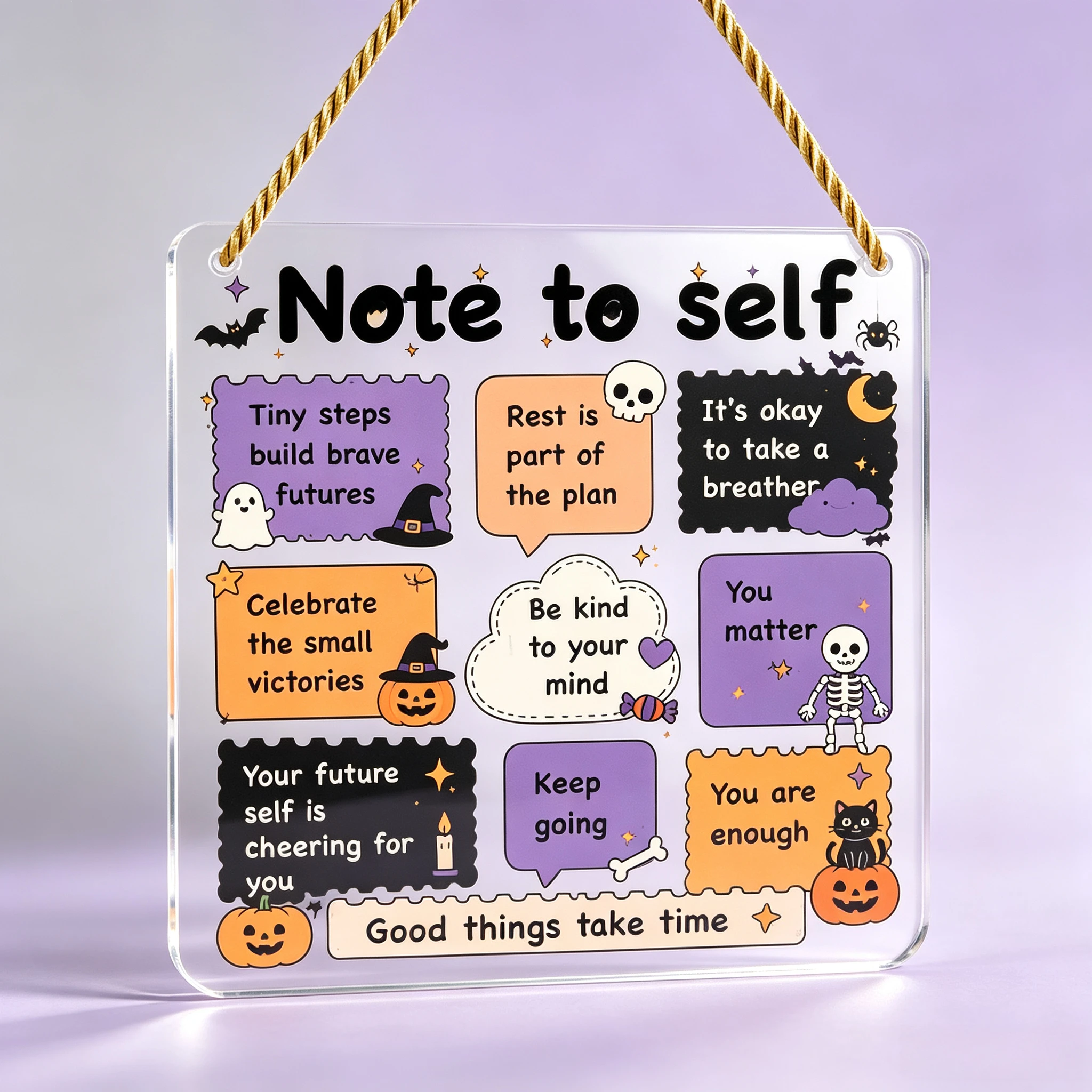 Ghost Pumpkin Skeleton Clear Acrylic Hanging Ornament, Encouragement Home Decoration,Halloween Fall Gift