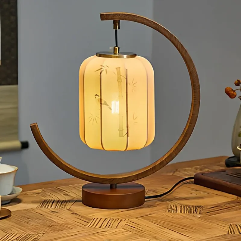 New Chinese Style Zen Table Lamp Retro Song Dynasty Aesthetic Light for Living Room Study Tea Room Bedroom Bedside Decor