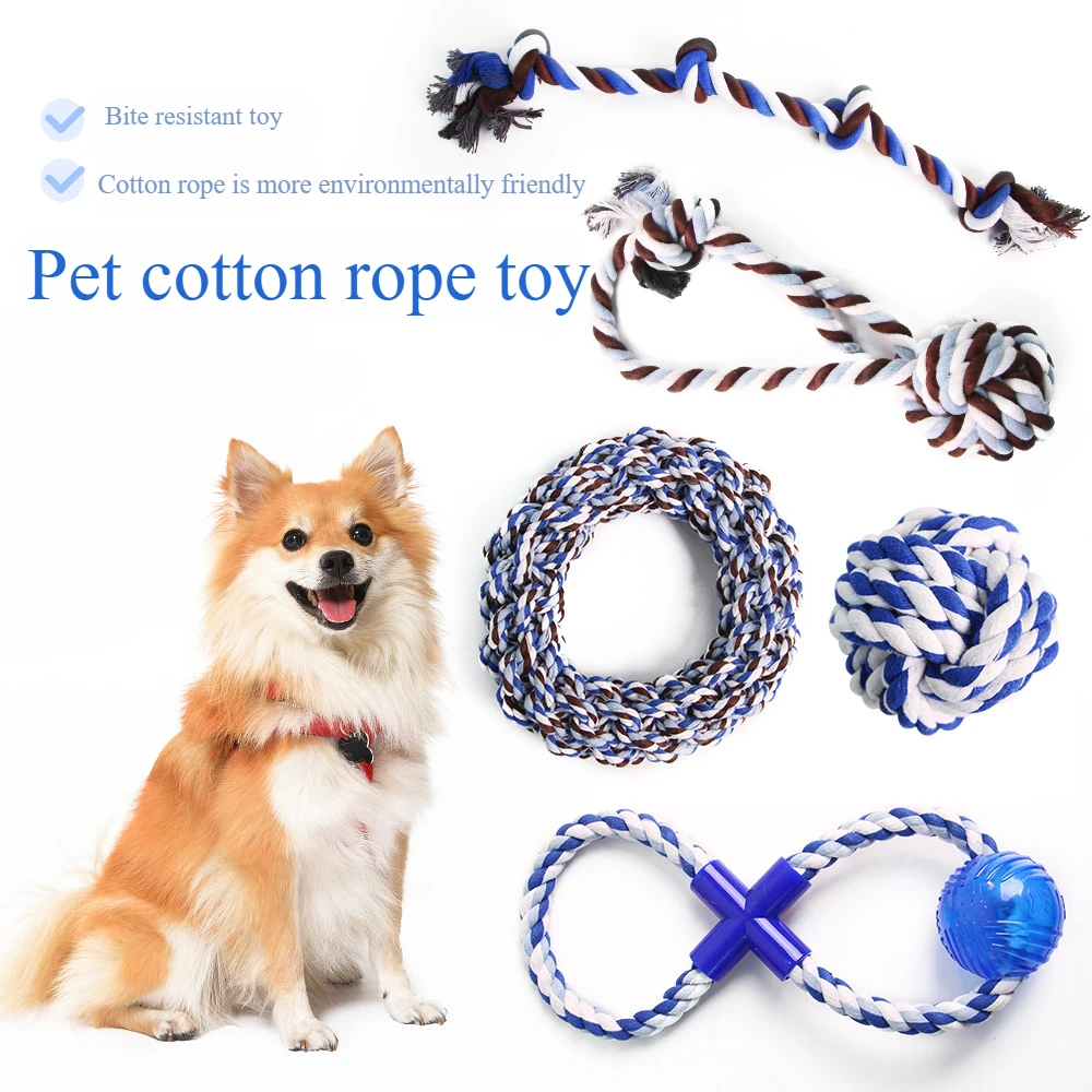 

5Pcs Set Dog Toy Set Cotton Rope Anti Bite Cotton Rope Material Interactive Teeth Grinding Pet Dog Toy Supplies