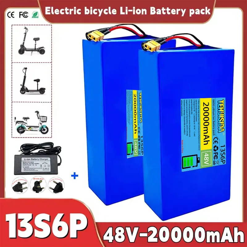 13S6P 48V 20Ah 18650 Lithium Battery 1000W High Power 54.6V 30A Built-in BMS for Outdoor Power Tool Backup Battery