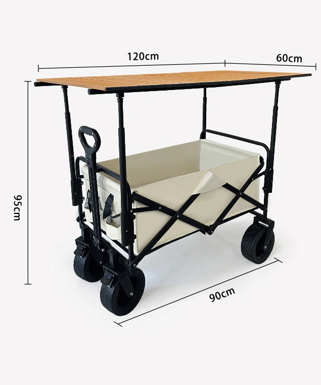 Folding Wagon Wholesale Portable Collapsible Outdoor Mobile Shopping Utility Cart Trolley Table For Camping Beach Fishing Cart