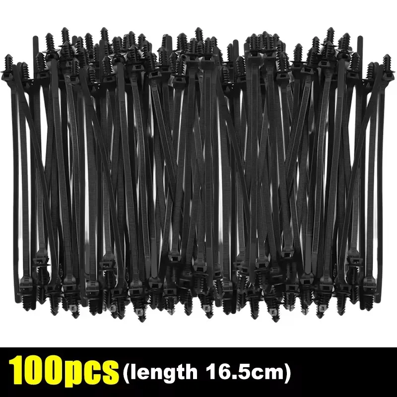 100/10 Stück Nylon Selbstverriegelnde Kabelbinder Motorraum-Kabelbaum-Halterungsclip Schraubbefestigung Universelles Kabelmanagement für Autos